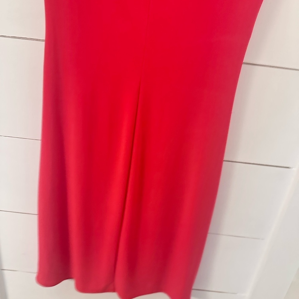 LAUREN RALPH LAUREN 6 Rose red twist chest sleeveless midi polyester midi dress - Picture 5 of 12